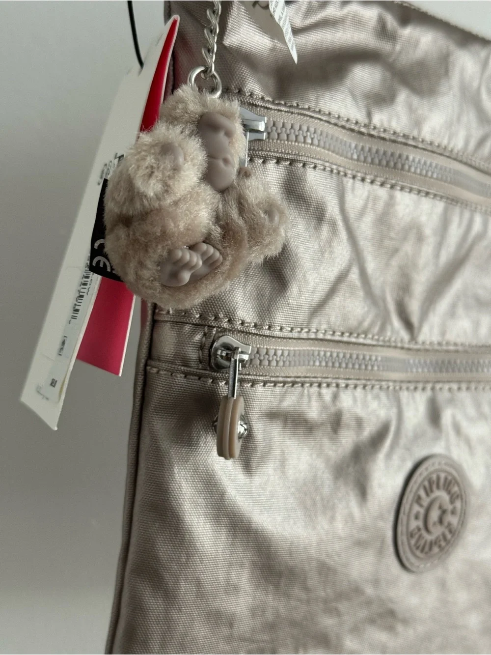 Kipling Metallic Taupe Crossbody Bag with Key Charm